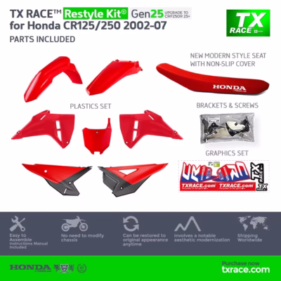 TX RACE™ Restyle Kit® Gen25 for Honda CR125/250 2002 2003 2004 2005 2006 2007